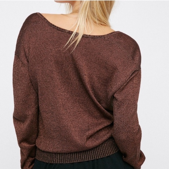 Free People Gold Dust Pullover in Brown NWOT M - Picture 3 of 8